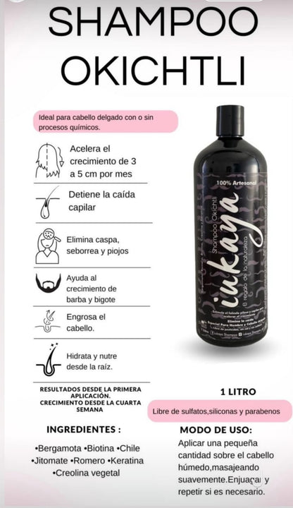 Shampoo OKICHTLI IUKAYA:  ESPECIAL PARA HOMBRES.
